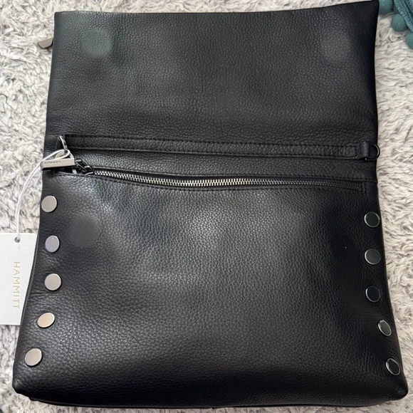 Hammitt VIP LRG Black Crossbody Bag Gunmetal grommets with Red Zipper. NWT - Picture 6 of 7